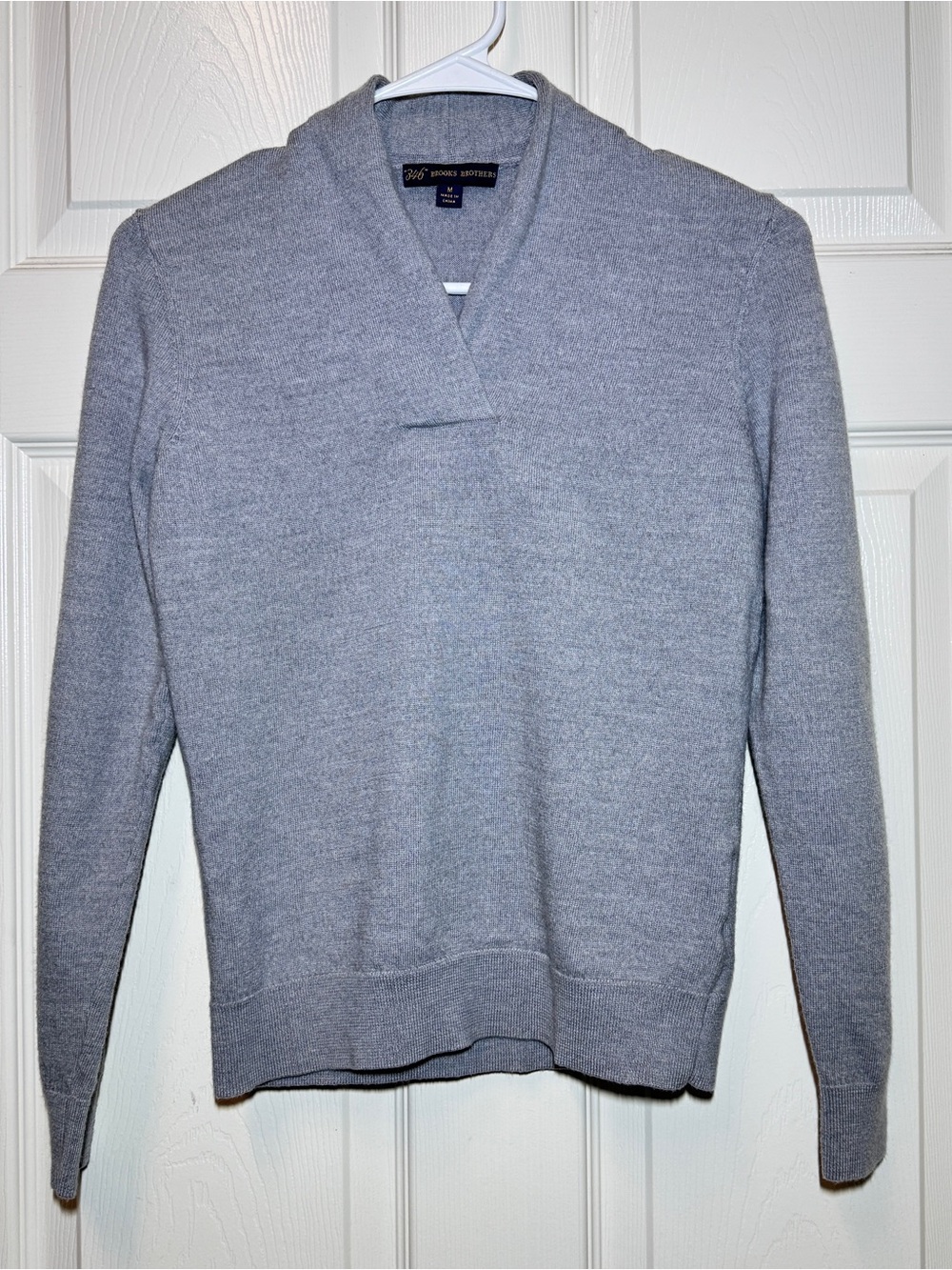 Brooks Brothers “346” Women’s Grey Shawl Collar Sweater Merino Wool M